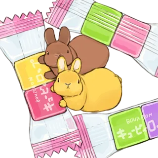 🐰 716d7a5e キュービィロップ candy, sweets, japanese candy, rabbit, cute, dessert telegram sticker