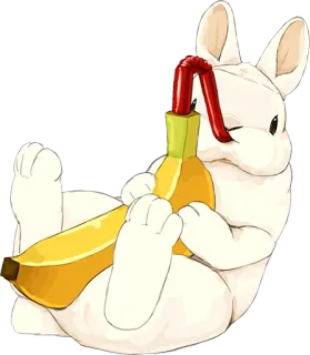 🐰 90abc28a bunny, banana, cute, animal, cartoon, relaxing telegram sticker