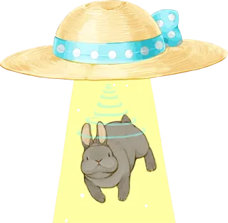 🐰 9187f33f UFO, rabbit, alien, abduction, cute, funny, hat, animal telegram sticker