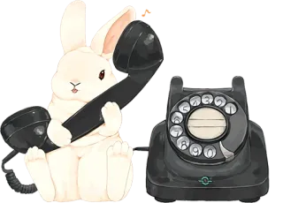 🐰 95f844bd rabbit, bunny, phone, telephone, antique phone, vintage phone telegram sticker