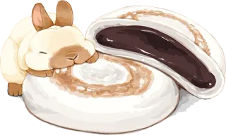 🐰 96ab97b6 rabbit, bun, food, dessert, animal, cute, sleeping telegram sticker
