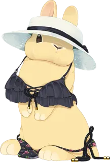 🐰 9eefb181 rabbit, bikini, hat, bunny, beach, summer telegram sticker