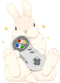 🐰 9f15781f rabbit, controller, gaming, animal, cute, Nintendo, Super Nintendo, bunny telegram sticker