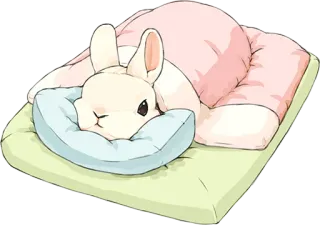 🐰 a5fd171b rabbit, bunny, sleeping, cute, animal, pet, pillow, blanket telegram sticker