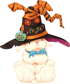 🎃 d6cfcb87 rabbit, halloween, pumpkin, cute, sticker, bunny, hat telegram sticker