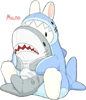 🐰 e6593163 Мило bunny, shark, costume, cute, chibi, animal telegram sticker