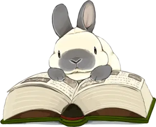 🐰 eaf8c85f rabbit, bunny, book, reading, cute, animal, pet telegram sticker