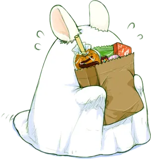 🐰 eb8aa57d cute, halloween, candy, bunny, ghost, treat, bag telegram sticker