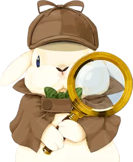 🐰 f3699d91 rabbit, detective, animal, cartoon, cute, magnifying glass, hat, bunny telegram sticker