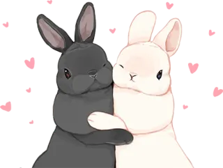 🐰 fe5759e1 rabbit, bunny, cute, animals, hugging, love, couple telegram sticker