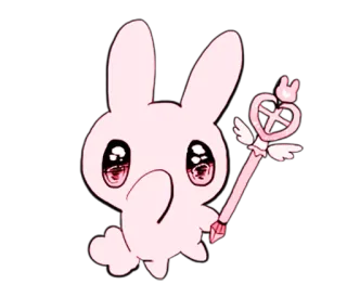 🙊 31f63477 กระต่าย, น่ารัก, คาวาอิ, เวทมนตร์, ไม้กายสิทธิ์, สีชมพู telegram sticker