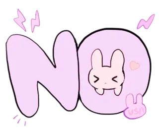 👐 395134a2 NO ไม่, กระต่าย, กระต่ายน้อย, น่ารัก, สีชมพู, สติกเกอร์ telegram sticker