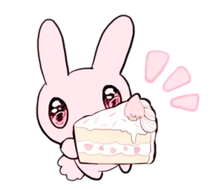 🍰 559eaea6 กระต่าย, เค้ก, ของหวาน, สตรอเบอร์รี่, น่ารัก, สีชมพู telegram sticker