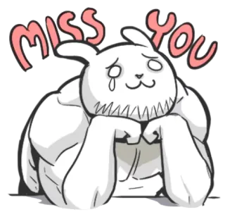 π 0732cb15 MISS YOU bunny, sad, muscle, miss, you, animal telegram sticker