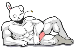 πͺ 12f54fad muscle, bunny, cartoon, character, buff telegram sticker