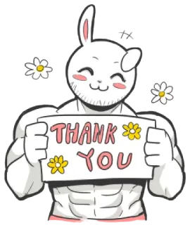 πΌ 2d0810fd THANK YOU bunny, muscular, animal, thank you, flowers telegram sticker