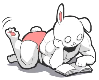 π 3831dc98 rabbit, reading, book, lying down, animal telegram sticker