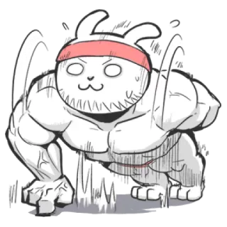 πͺ 425d014a bunny, rabbit, muscular, fitness, exercise, animal telegram sticker