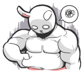 Rabbo the Muscle Rabbit by Babustudio telegram stickers