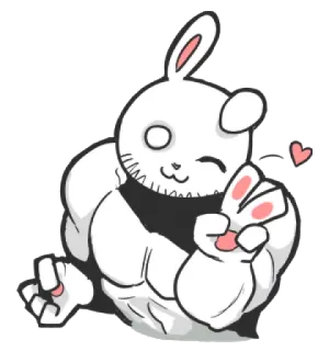 β 85eb1e7c bunny, rabbit, muscle, cute, animal, heart, love telegram sticker