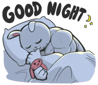 π 8ecd009c GOOD NIGHT sleep, animal, cartoon, moon, stars, night telegram sticker