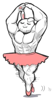 π 93598898 bunny, muscle, tutu, ballet, dancing, rabbit telegram sticker