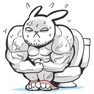 π½ a709b328 rabbit, bunny, muscular, gym, exercise, fitness, cartoon telegram sticker