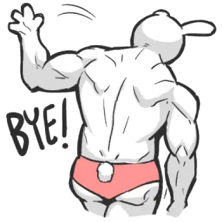 π€ b48b8b0e BYE!! muscular, back, waving, goodbye, leaving telegram sticker
