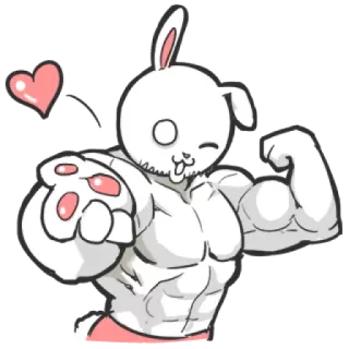 Rabbo the Muscle Rabbit by Babustudio telegram stickers