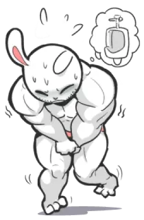 π° ea3936cb bunny, rabbit, muscle, toilet, need to pee, urgency telegram sticker
