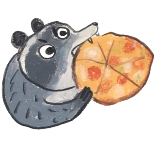 🍕 043b8e19 guaxinim, pizza, animal, comida, desenho animado, adesivo telegram sticker