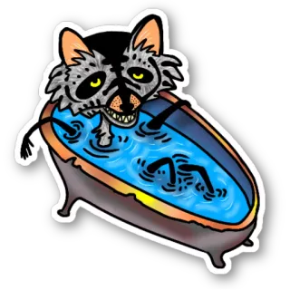 🛁 845778a4 binatang, manusia serigala, bak mandi, makhluk, monster, mandi, menakutkan, kartun whatsapp sticker