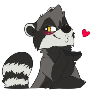 😘 52cbd531 procione, bacio, animale, amore, carino, cartone animato telegram sticker