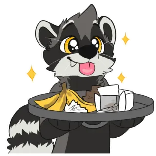 🦝 feb207a2 procione, carino, cartone animato, animale, spazzatura, cibo telegram sticker