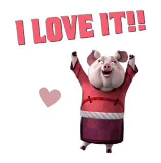 😍 e21a30bb I LOVE IT!! porco, amor, desenho animado, celebração, feliz, alegria whatsapp sticker