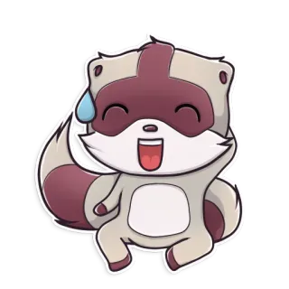 😅 073963dc Waschbär, Cartoon, Niedlich, Fröhlich, Schweißtropfen telegram sticker