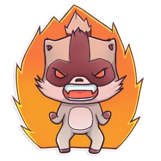 😡 622e38cb Waschbär, wütend, Cartoon, Aufkleber, Tier, fellartig telegram sticker