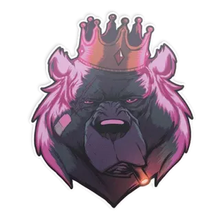 🥺 cc77c21f bear, king, crown, cigar, animal, sticker, cartoon telegram sticker