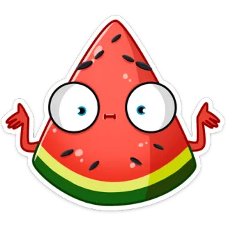 🤷‍♂️ 02f4c7ca スイカ, フルーツ, 漫画, かわいい, ギョロ目, 肩をすくめる, 食べ物, スライス telegram sticker