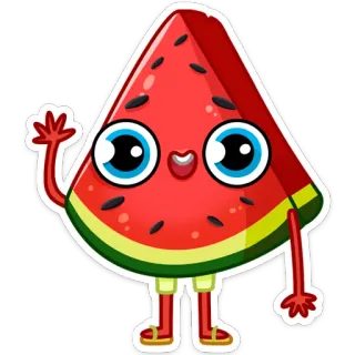 👋 80aeea58 スイカ, フルーツ, 漫画, かわいい, カワイイ, ステッカー telegram sticker