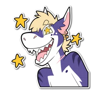 ⭐ 047c8c66 ケモノ, 擬人化, 漫画, モンスター, クリーチャー, 星, 笑顔, ハッピー telegram sticker