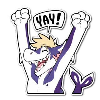 😄 4f131704 YAY! 幸せ, サメ, 漫画, やったー, お祝い, 毛皮 telegram sticker