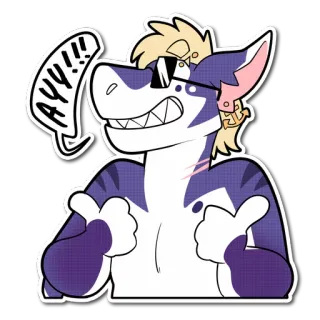 👍 6268c96a AYY!! アンソロ, 獣人, サメ, いいね, サングラス, ハッピー telegram sticker