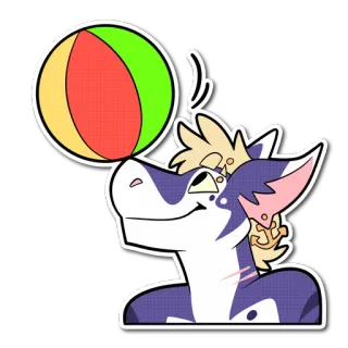 🏖 9024a899 ケモノ, 擬人化, カートゥーン, 動物, ビーチボール, かわいい telegram sticker