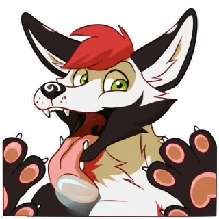 😛 93dae0f8 Furry, Anthropomorph, Fuchs, Sticker, Zunge, Rote Haare telegram sticker