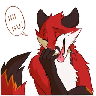 😆 d0502318 HU HU! fuchs, tier, lachen, cartoon, anthropomorph, fell, humor telegram sticker