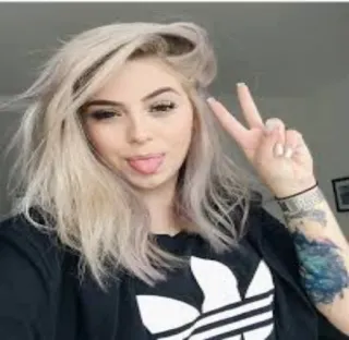 ✌️ ac74968d woman, peace sign, tongue out, girl, selfie, portrait telegram sticker