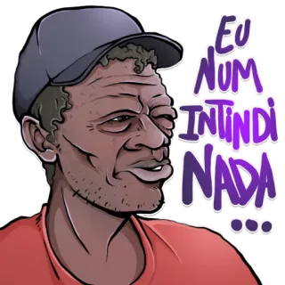 😐 6d44052c EU NUM INTINDI NADA ... hombre, dibujo animado, pegatina, confundido, meme telegram sticker