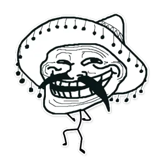 😏 28d087b8 Trollface Trollface, Meme, Sombrero, Moustache, Troll, Internet whatsapp sticker