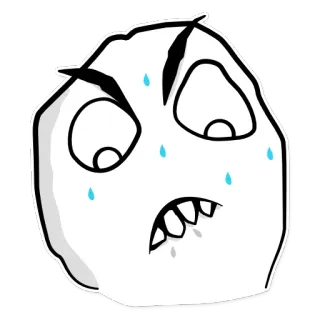 😥 d9e71476 rage face, mème, internet, expression, sueur, anxiété whatsapp sticker